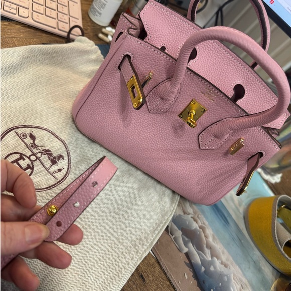 Baby mini Birkin 20 cm style Leather Women's Bag in light pink Togo leather - Picture 6 of 7